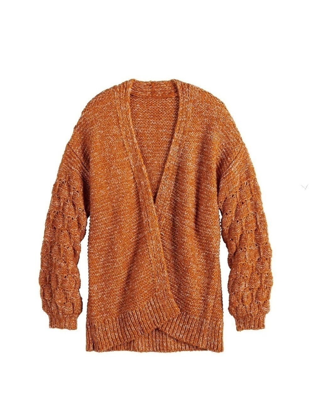 Nine West Coatigan bobble sleeve copper marled knit cardigan sweater size XL